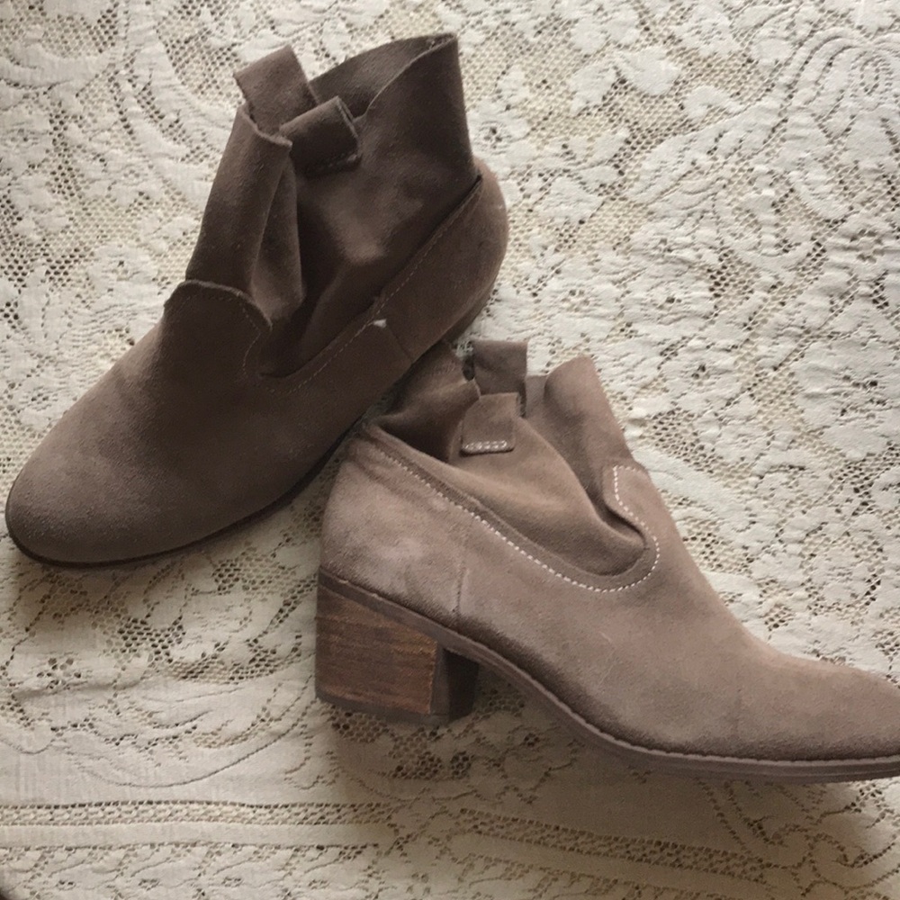 Brown suede booties